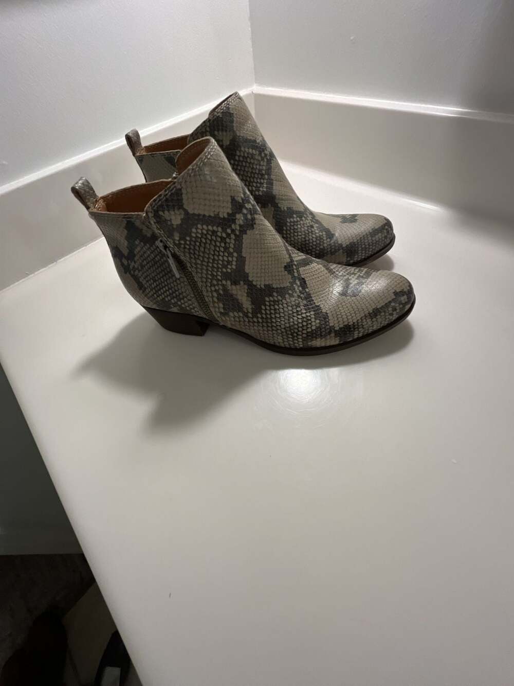 Lucky Brand Reptile Snake Print Pointed Toe Ankle Booties